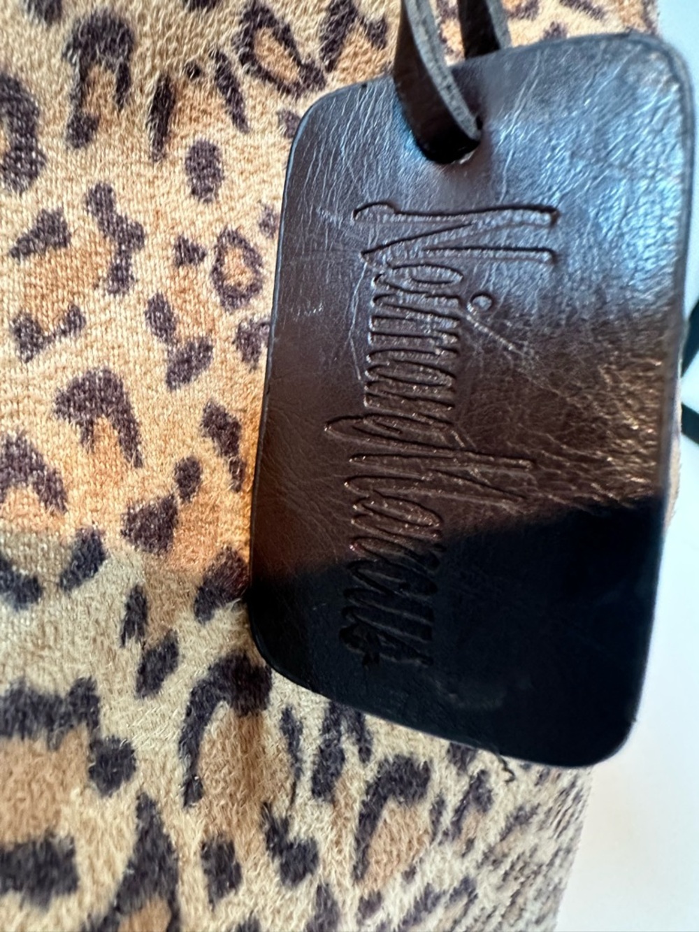 Neiman Marcus Leopard Print Tote Bag with Dark Brown Handles and leather tag - Picture 2 of 11